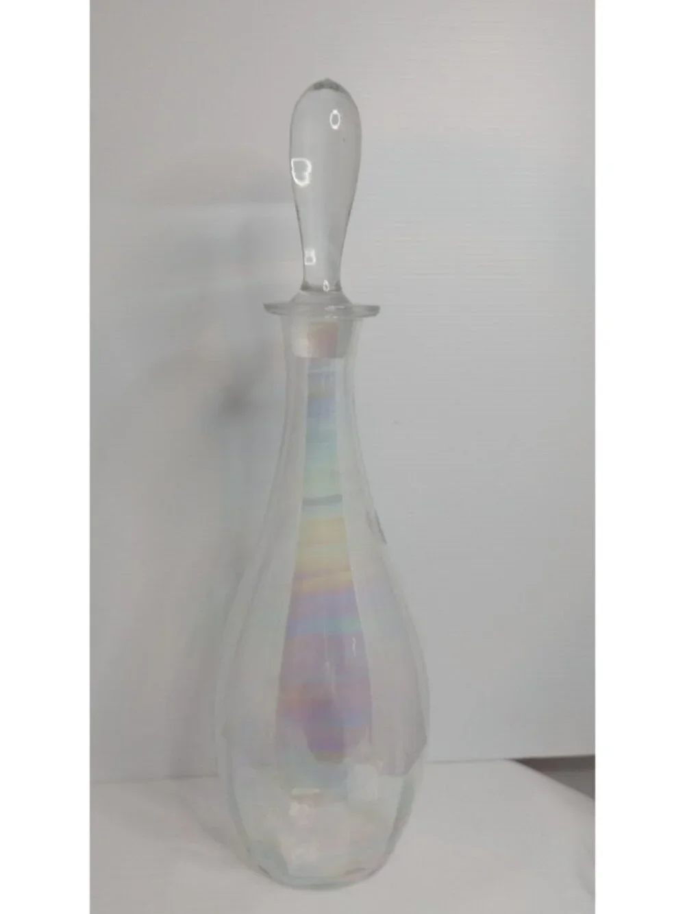 Hand blown Iridescent Toscany Wine SeT 6 Glasses Decanter W/Stopper Romania New